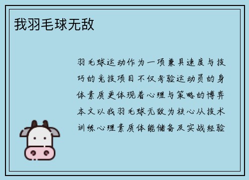 我羽毛球无敌