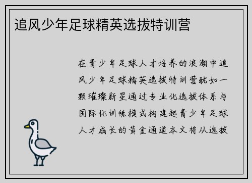 追风少年足球精英选拔特训营